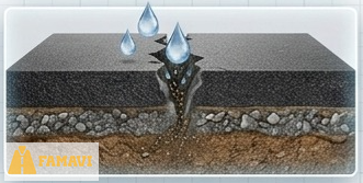 Ilustración: el agua se filtra por una grieta