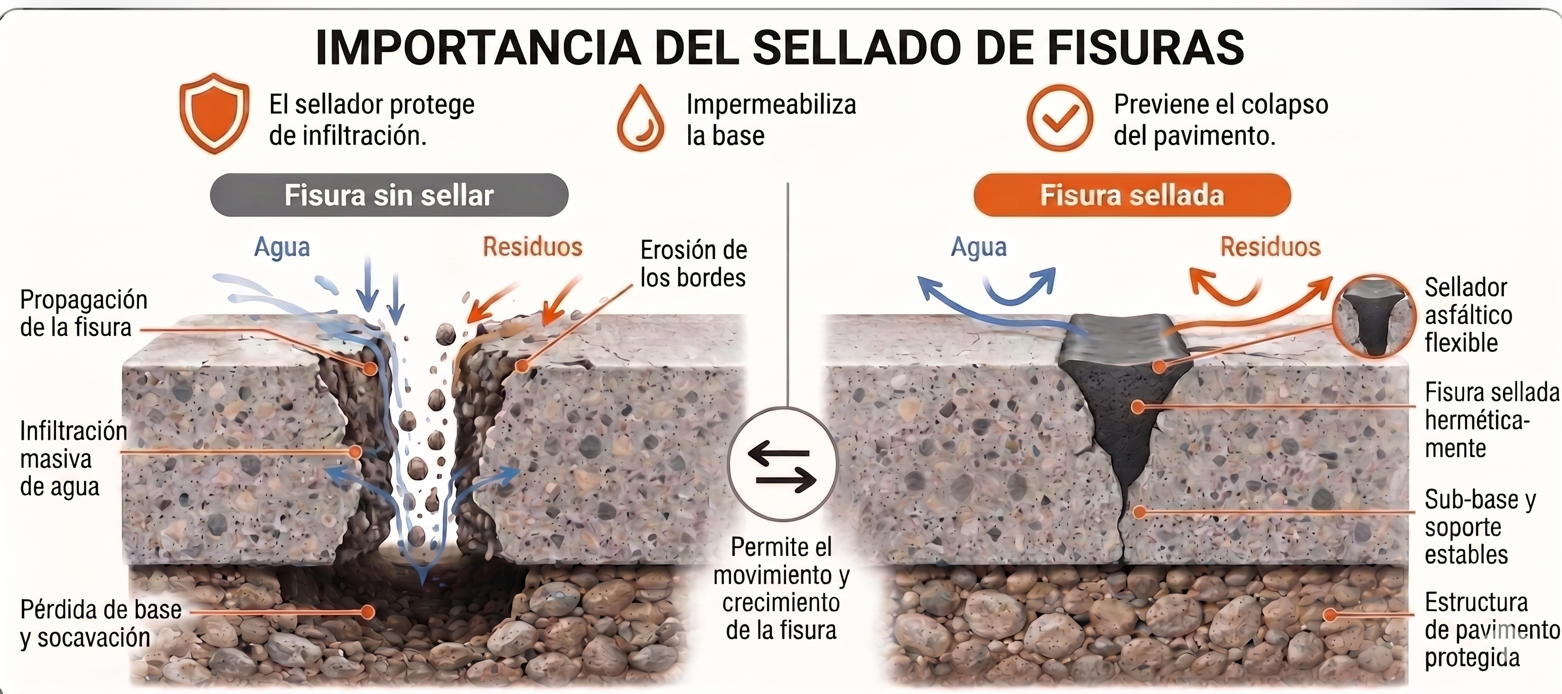 Fisuras antes y después de ser selladas con polímeros SBS