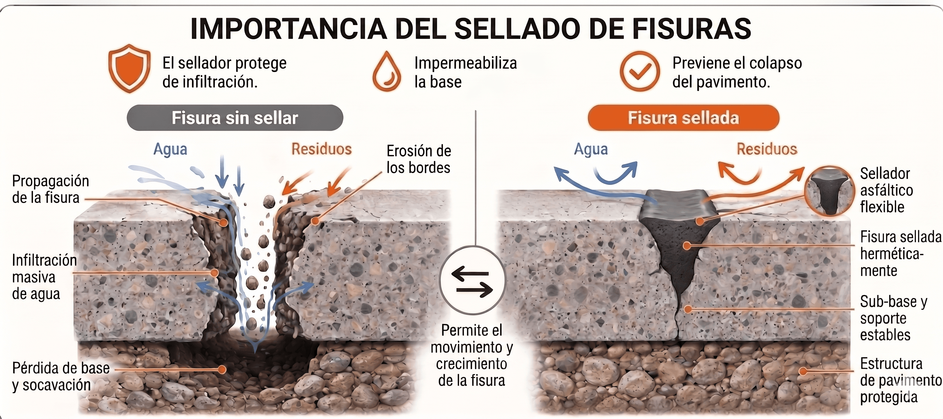 Fisuras antes y después de ser selladas con polímeros SBS